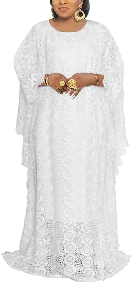 White African Boubou Bridal Caftan - White Modern