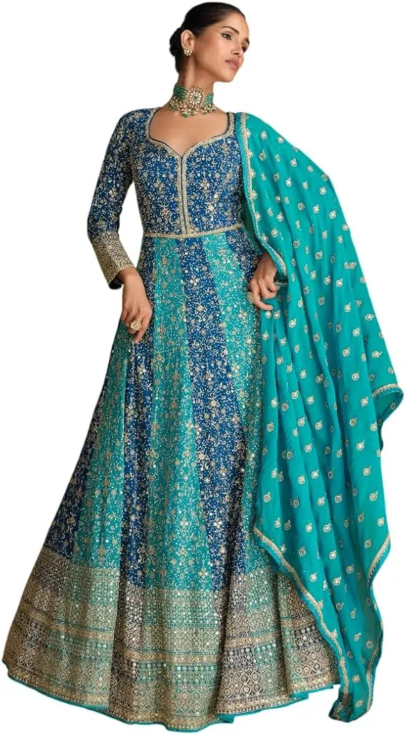 Aqua and Blue Muslim Wedding Dress- True Blue
