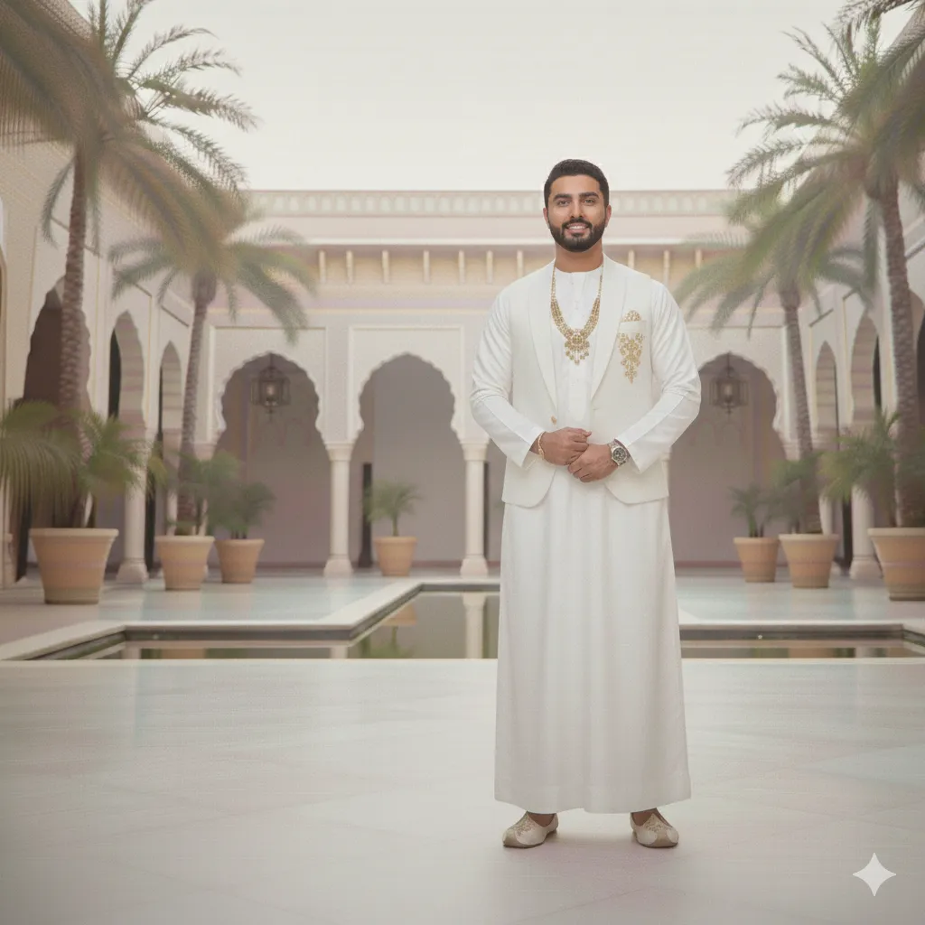 Muslim groom outfit thobe with waistcoat and jutti