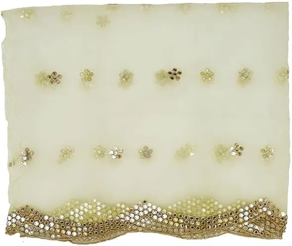 Off White Dupatta with traditional patterns and designs for bridal wearing styles.