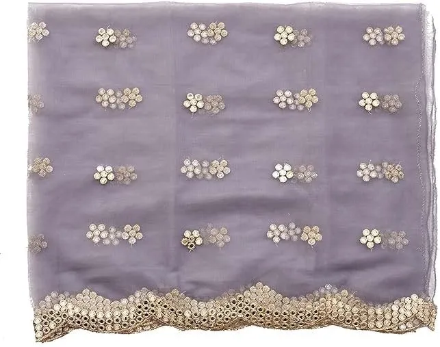 Silver Net Dupatta with gold patterns and designs for wedding styling inspiration.