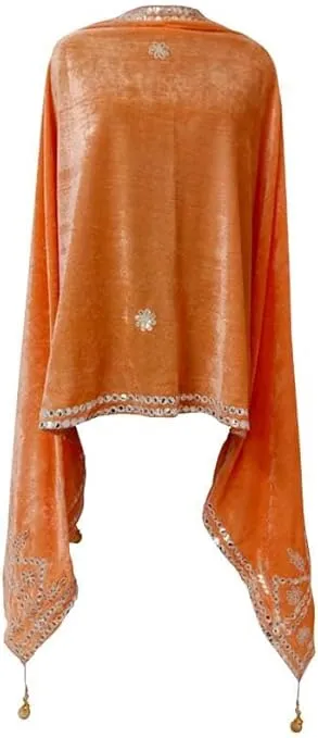 Peach Velvet Dupatta