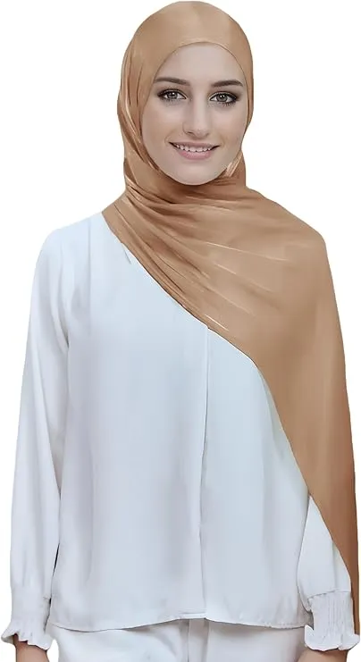 Champagne Satin Hijab - lightweight crepe with satin finish
