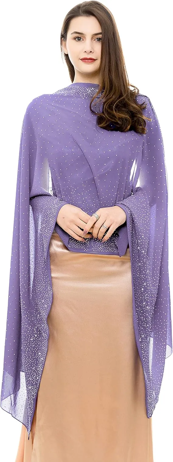 Lavender Sparkle Hijab in lilac with a shimmering texture, showcasing a classic Shayla style, perfect for Muslim women and bridal style inspiration.