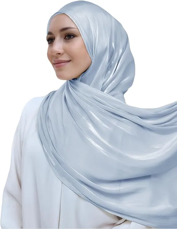 Light Blue Bridal Hijab - Blue Elegant