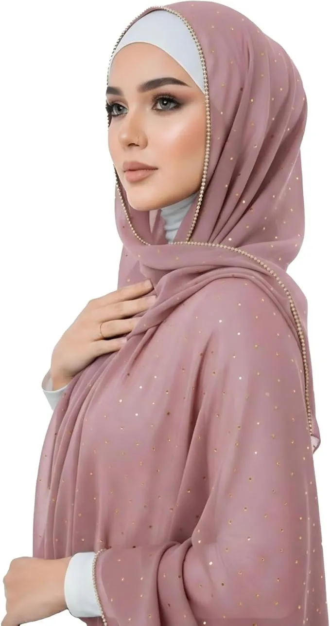 Lilac Gold Sparkle Hijab - Lilac Elegant