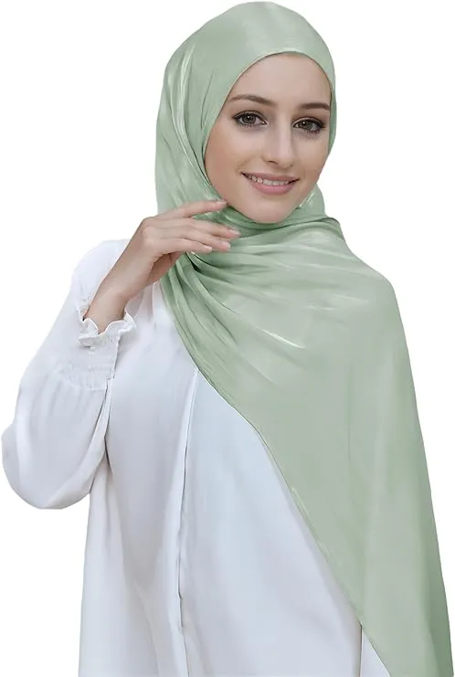 Sage Green Bridal Hijab - Green Elegant