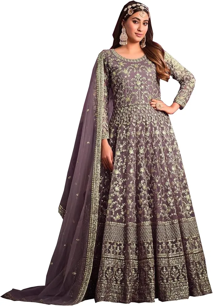 Lavender Dress for Muslim Wedding - Lilac Mughal-era