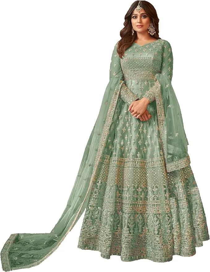 Light Green Muslim Wedding Dress - Green Modern