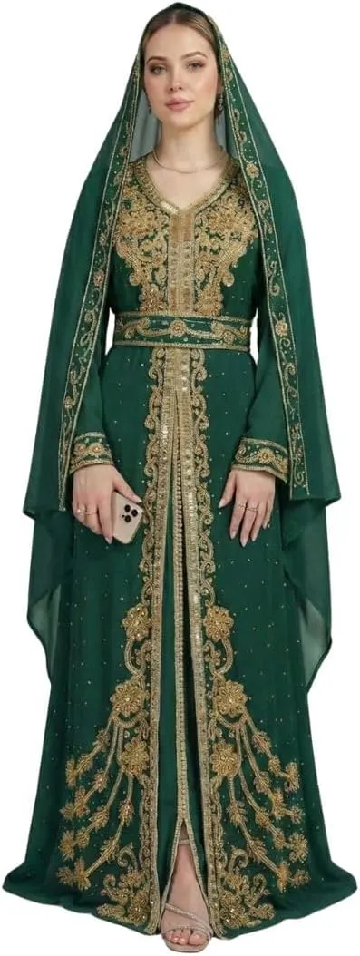 Green Moroccan Bridal Caftan - Green Modern
