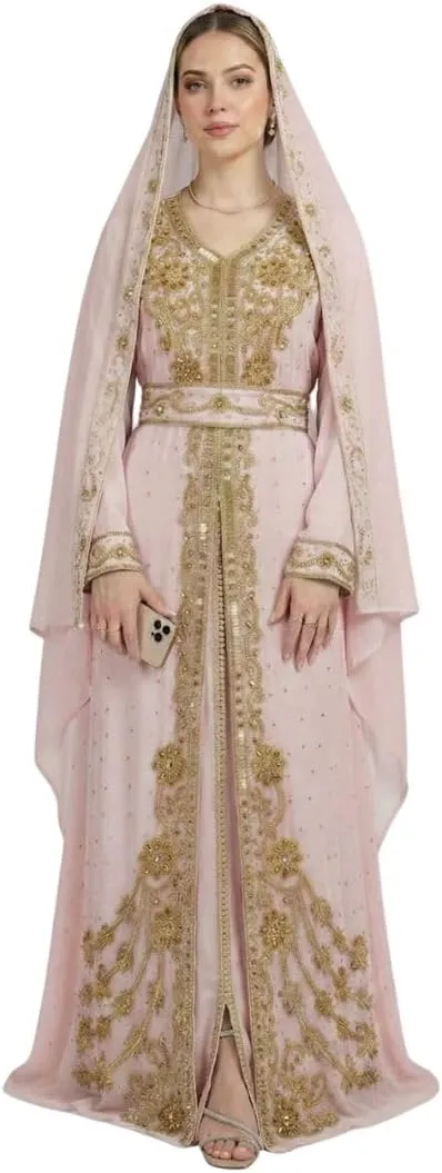 Pink Moroccan Bridal Caftan - Pink Traditional