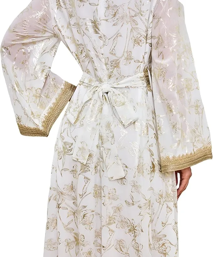 White and Gold Moroccan Bridal Caftan