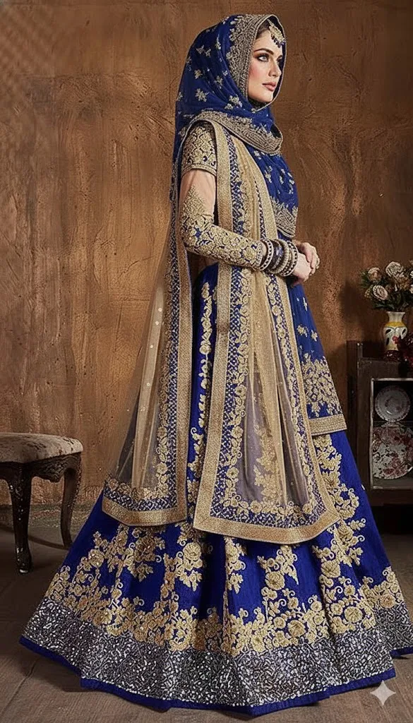 Blue Muslim Lehenga