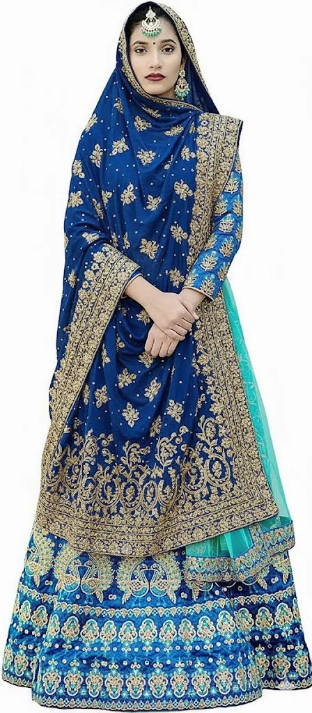 Muslim Lehenga in Blue - Blue Elegant