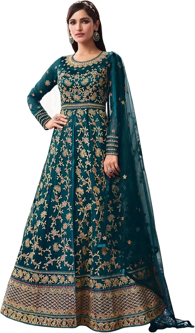 Blue and Gold Dress for Muslim Wedding - Elegance