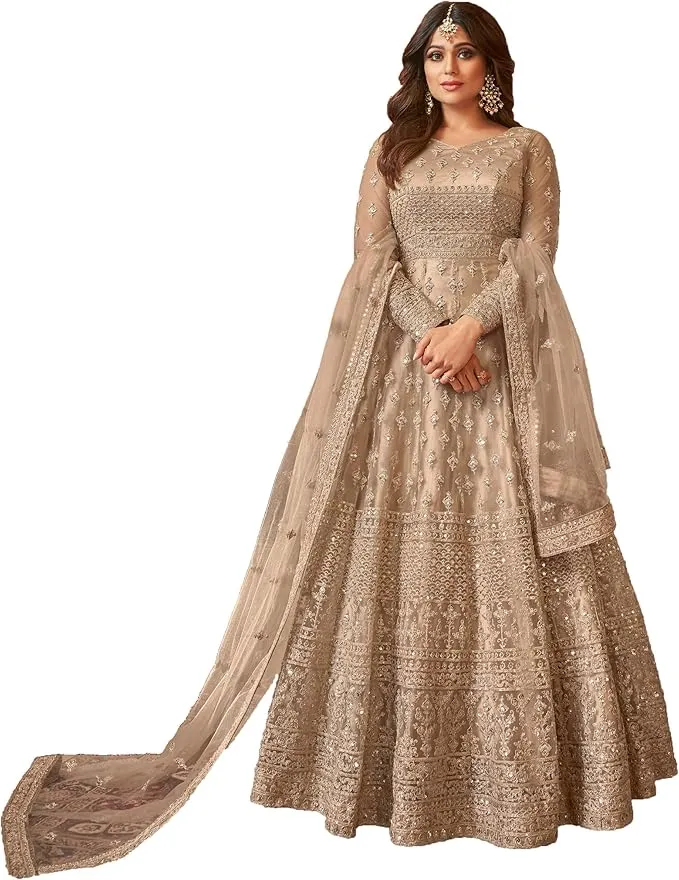 Muslim Wedding Dress in Champagne - Champagne Modern