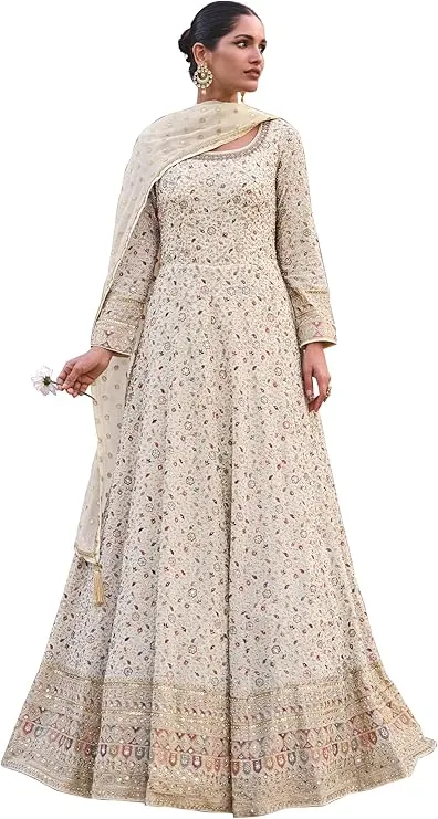 Muslim Wedding Dress Off White - Embroidered