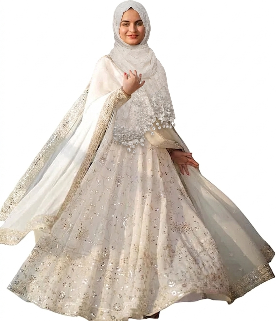 Muslim Wedding Dresses with Hijab White