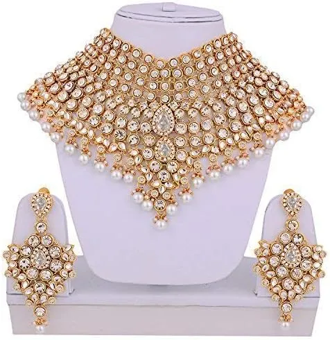Bridal White Necklace Set - White Elegant