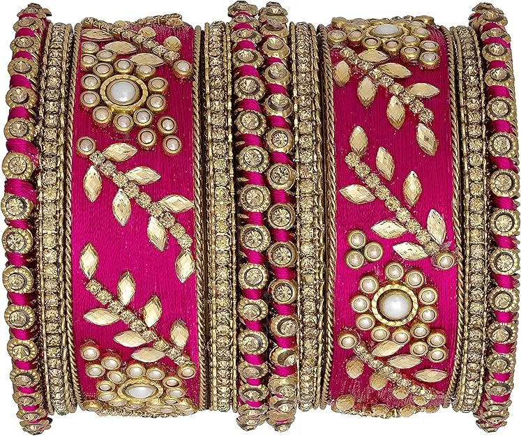 Fuschia Wedding Silk Thread Bangles