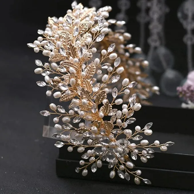 Gold and Pearl Wedding Crown