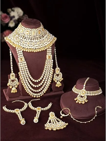 Gold and Silver Bridal Jewelry Set - Gold Traditional