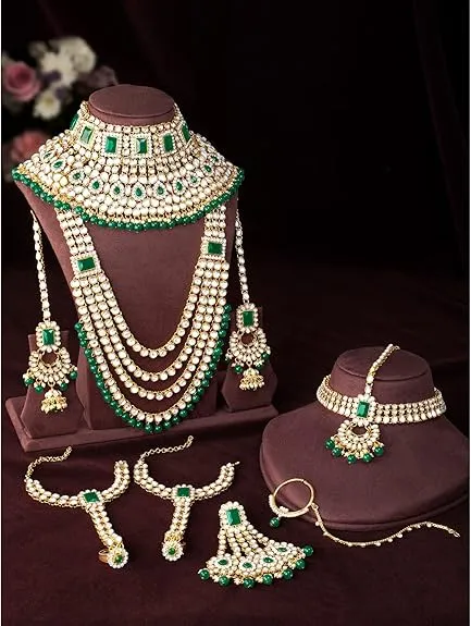 Green Bridal Nikkah Jewelry for Bride - Green Traditional