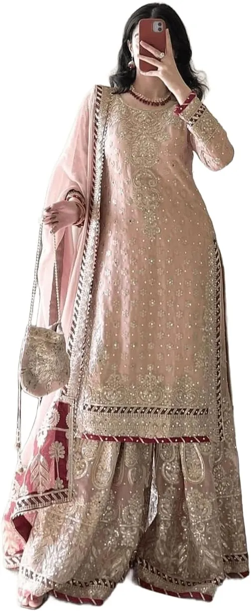 Peach Sharara Suit - Peach Modern