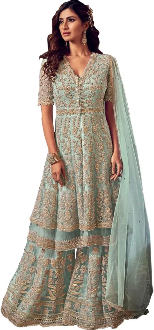 Sharara in Blue - Blue Traditional