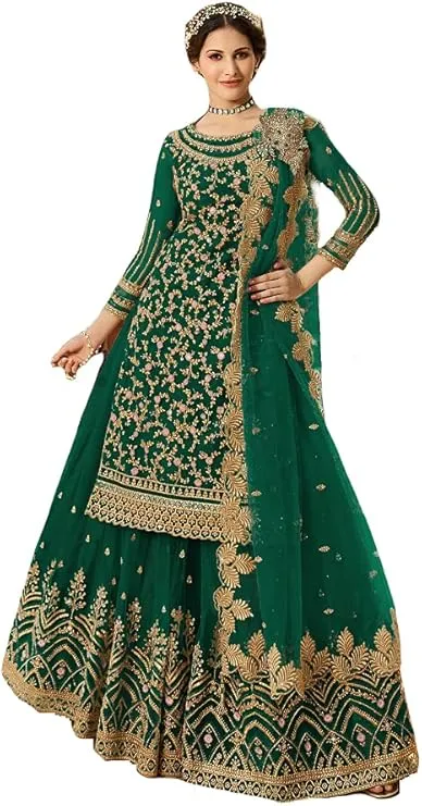 Sharara Suit in Green - Green Elegant