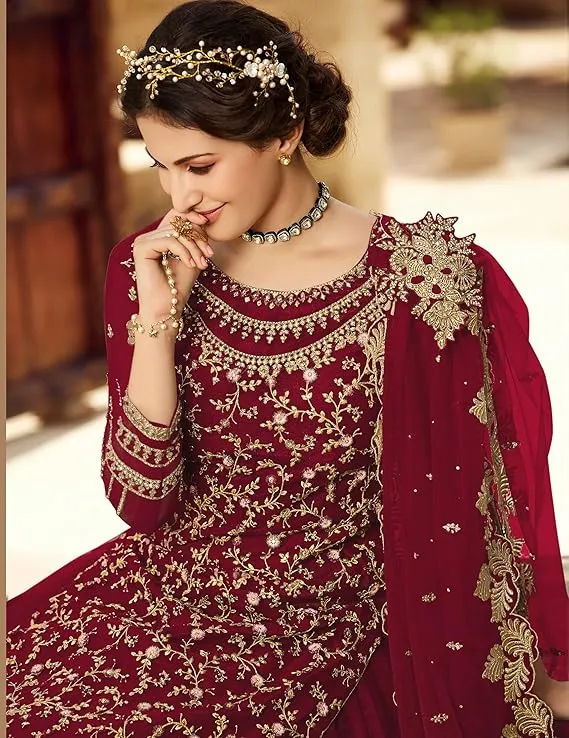Sharara Suit in Maroon