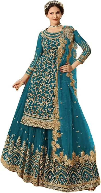 Teal Blue Sharara - Blue Modern